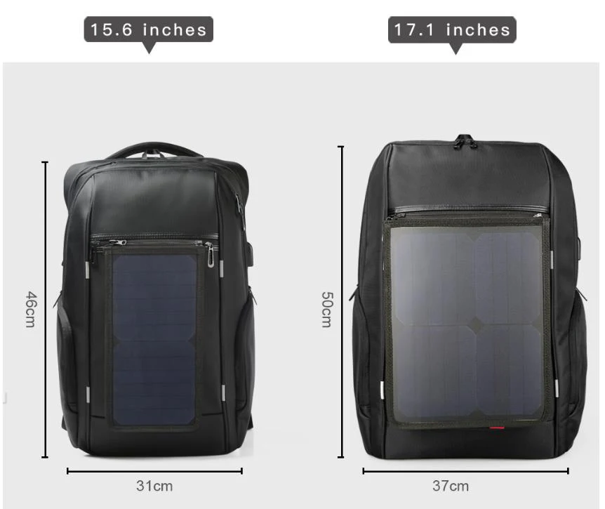 Solar Panel Backpacks with USB Charger Anti-theft Business Travel School Bag Waterproof Laptop Backpack