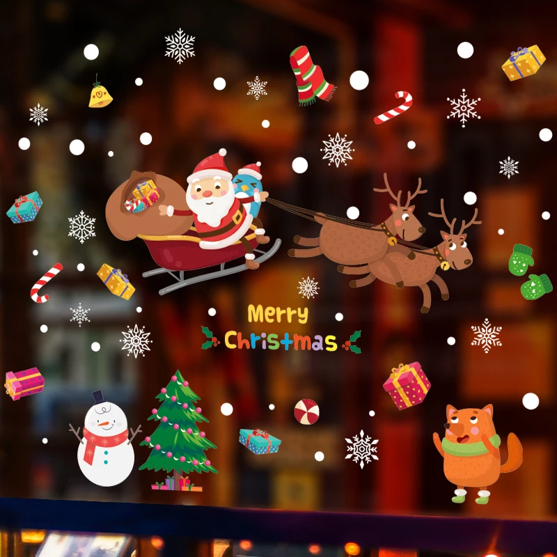 
HM92034ds Christmas Decoration Wall Window Glass Stickers, Santa Window Sticker 