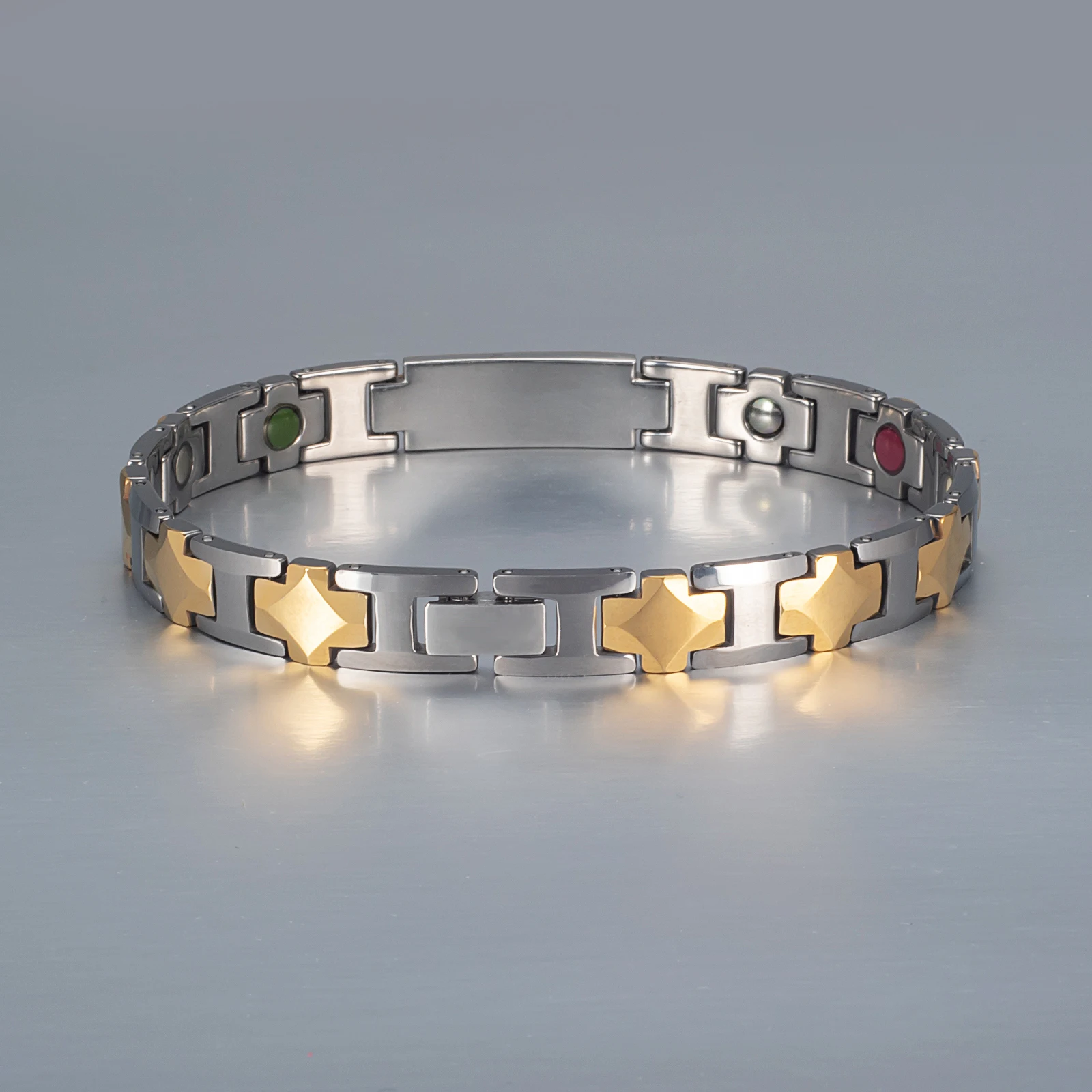 Energinox Fashion Design Gold Plating Bio Magnetic Zircon Therapy Tungsten Bracelet
