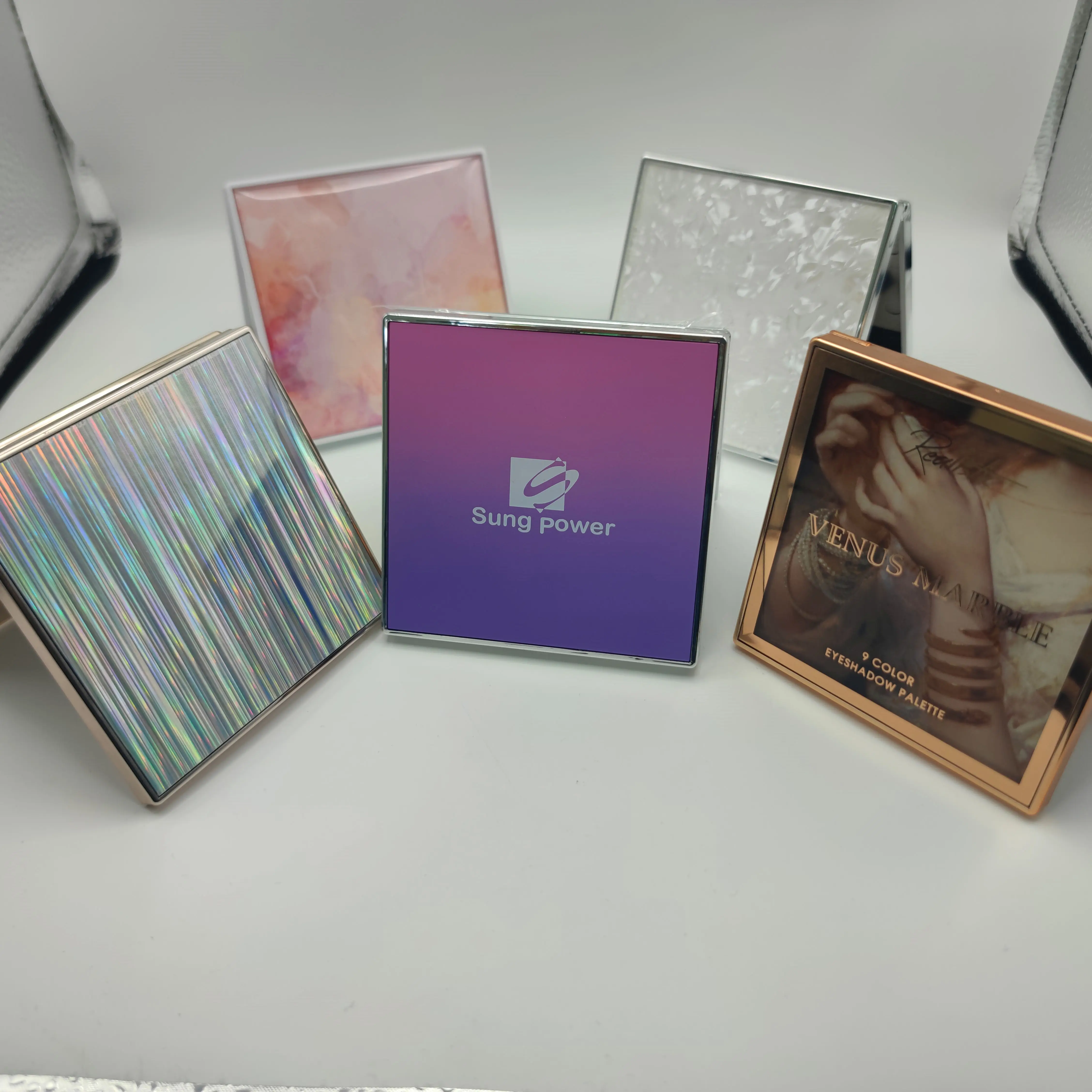 Empty Eco Friendly Empty Eyeshadow Palette 3 Eye Shadow Holder Case Box Sungpower Custom Square Luxury Cosmetic Packaging White