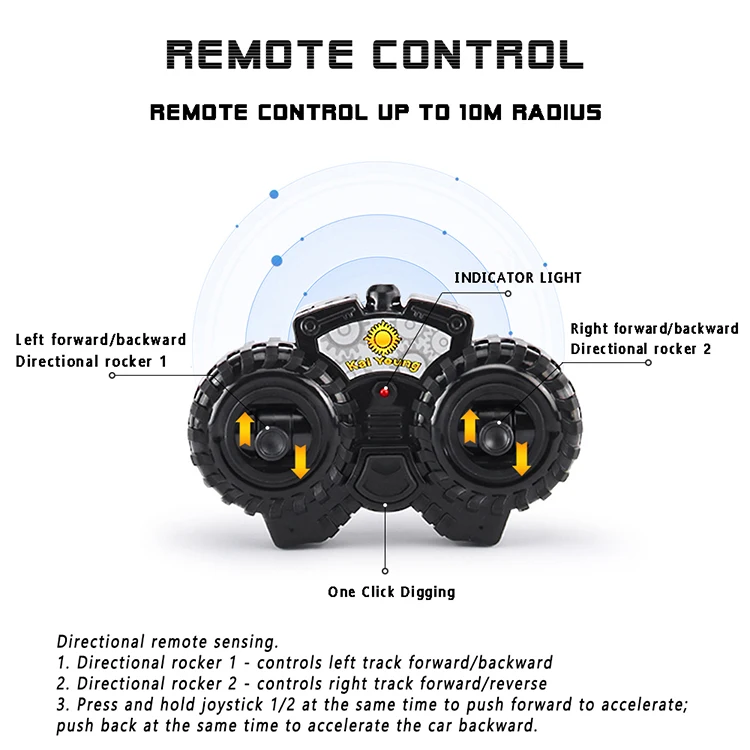 2022 New design best seller Amazon RC car toys off-road Bigfoot beach One Click Digging / Night with lights floating RC toys car