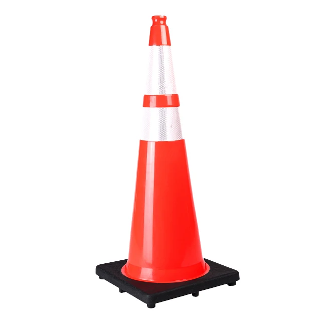 28'/70cm MUTCD PVC Indneted Handgrip Red Safety Traffic Road Signs Cones