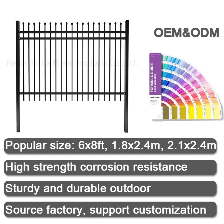 Cheap used galvanized and powder coated security metal iron fence panels and gates for sale