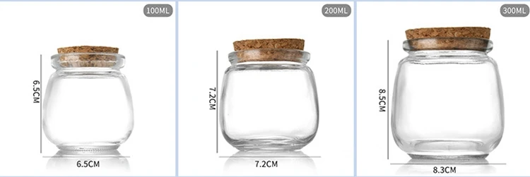 7 oz 10oz Cute mini glass containers with cork tops for candle making