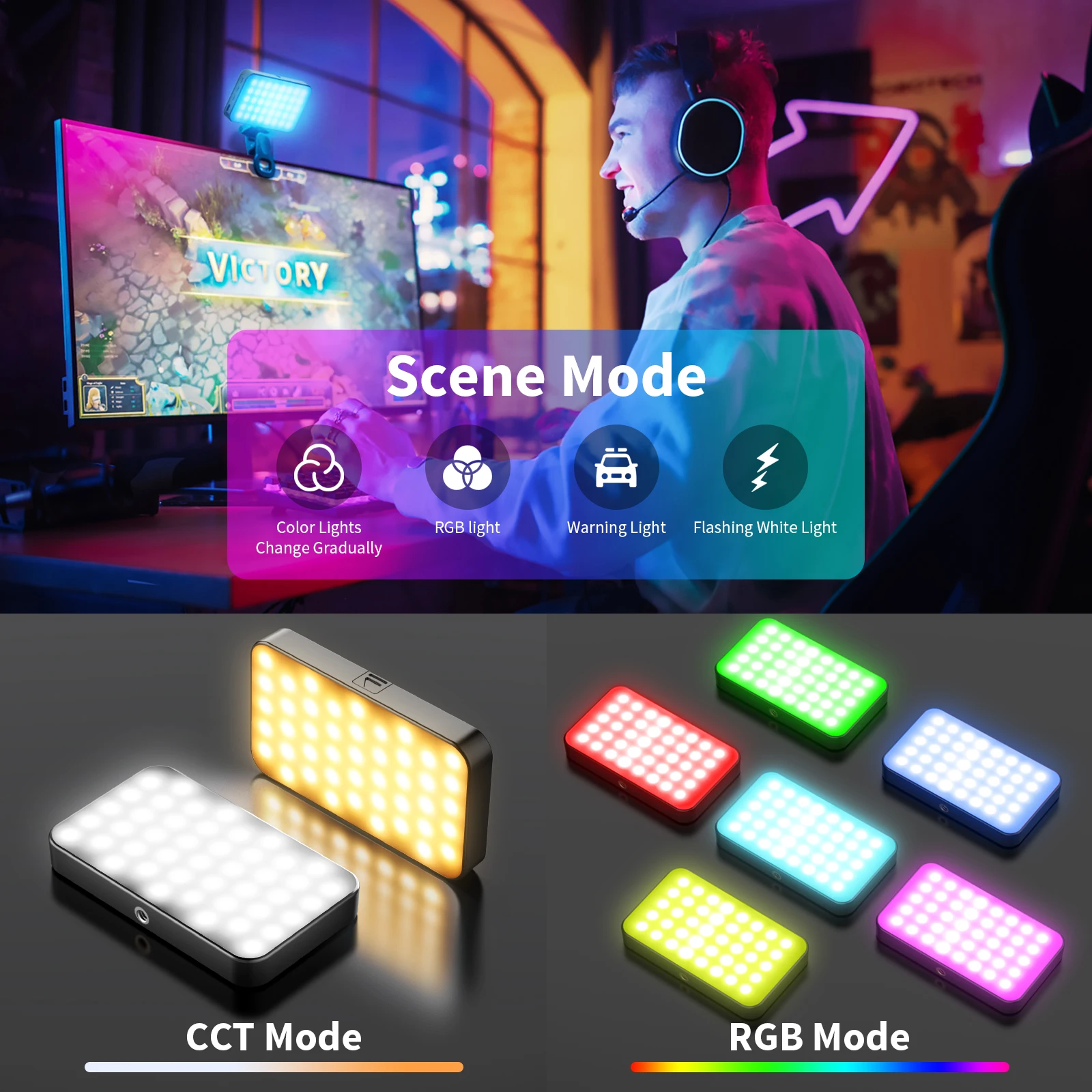 LUXCEO V10 Mini RGB LED Video Light Photography On-Camera Lighting Panel With CRI95+ 2500-9000K LCD Display LED Studio Light