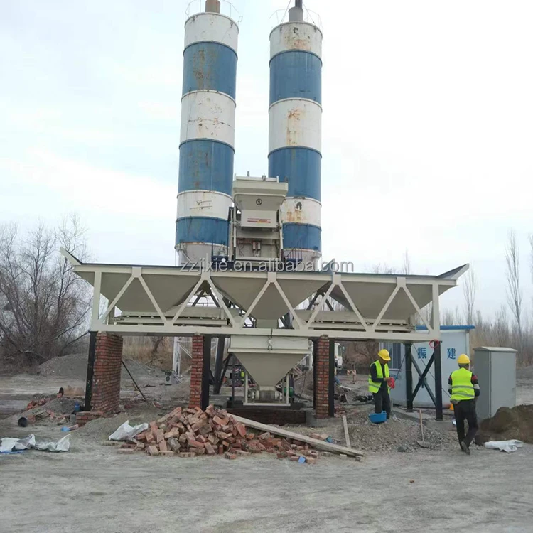 China HZS50 Stationary Automatic mini concrete batching plant With Twin Shaft Mixer