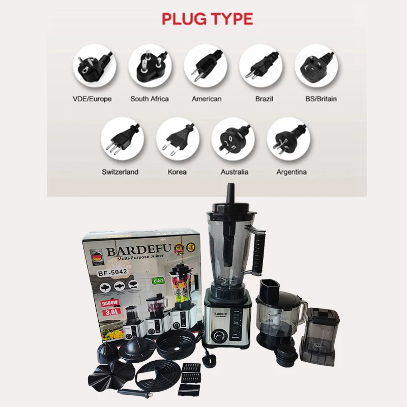 6 in 1 Food Processor Blender Fresh Fruit Juice Blender Mixer Commercial Electric Mixer Blender Machine