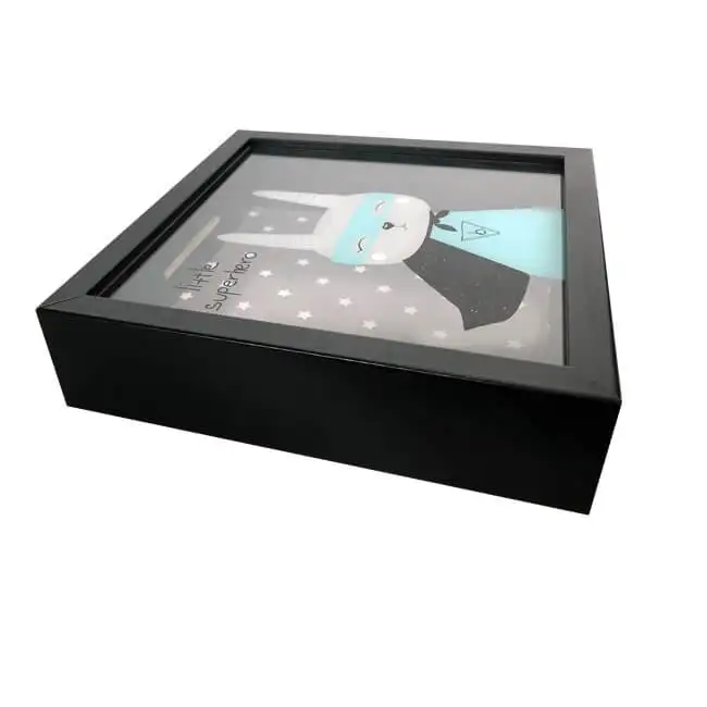 Wooden shadow money box 25x25cm with coin slot