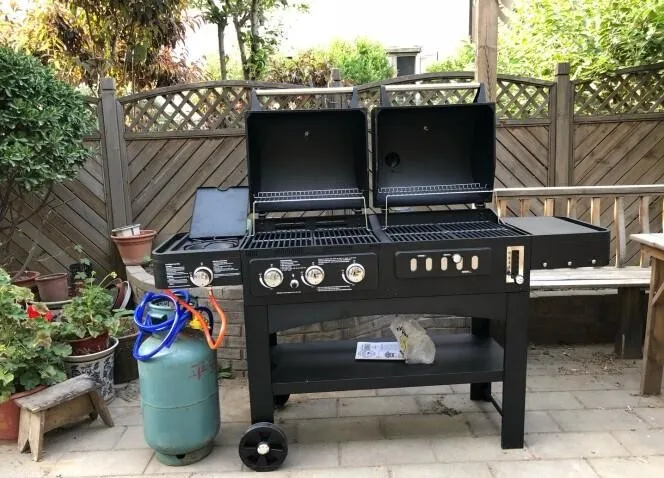 20 People Gas Charcoal Combo Combination Hybrid Gas Bbq Barbecue Grills With Infrared Burner For Outdoor Kitchen Cooking Machine