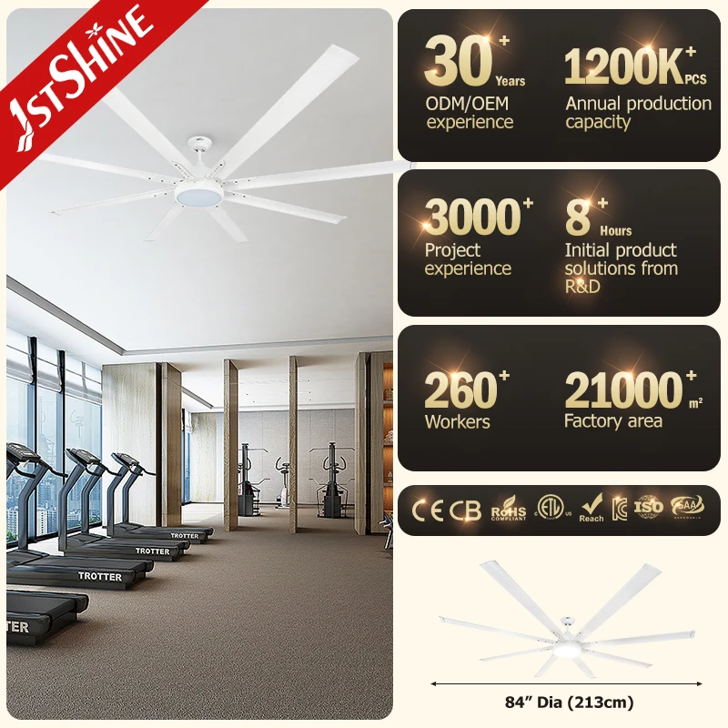 1stshine ceiling fan venda quente 84 polegadas 5 velocidades remotas 8 laminas de aluminio ventiladores de teto de controle