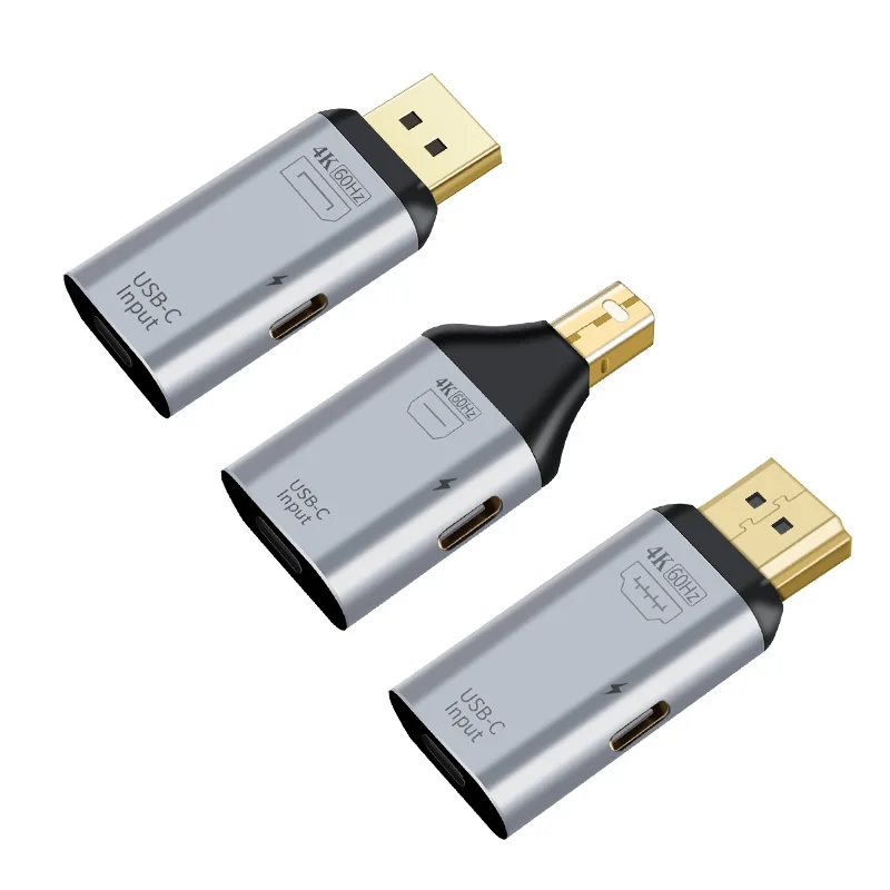 2021 Premium Aluminium Alloy USB Tyepe-c Female Connector To HD Dp Minidp Male Video Adapter