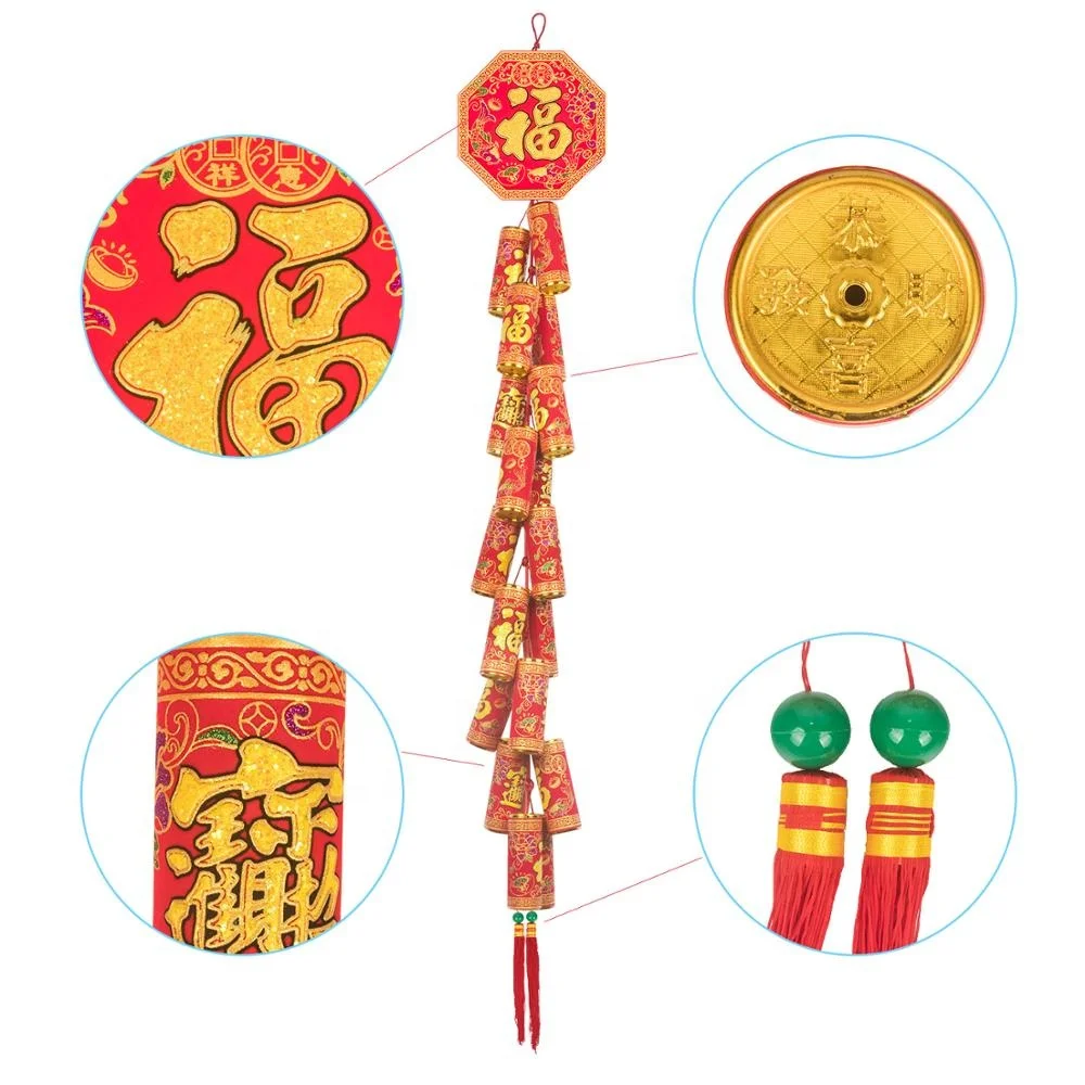 High quality high-simulation chinese New Year ornaments long string wall hanging flannelette firecrackers for home decor