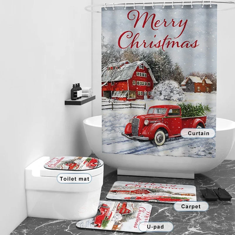 Bindi Wholesale Anti-skid Rugs 3d Design Bathroom Sets Waterproof Fabric 4 Pieces Polyester Shower Curtain Sets