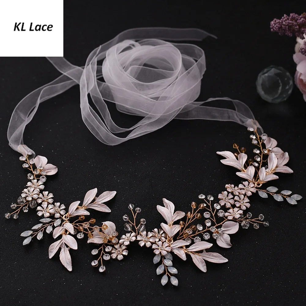 Alloy Garland Waist Jewelry belt crystal rhinestone Waist band with silk ribbon for bride wedding formal dress ornament
