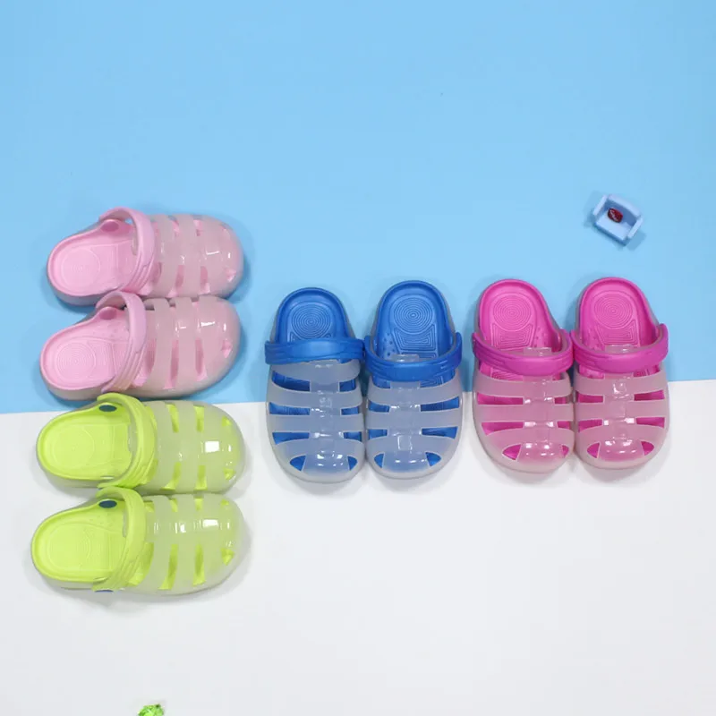 Girls Boys Hole Shoes Summer Pvc Blue Pink Green Rose Red Slippers Soft Sole Non-Slip Cute Sandals