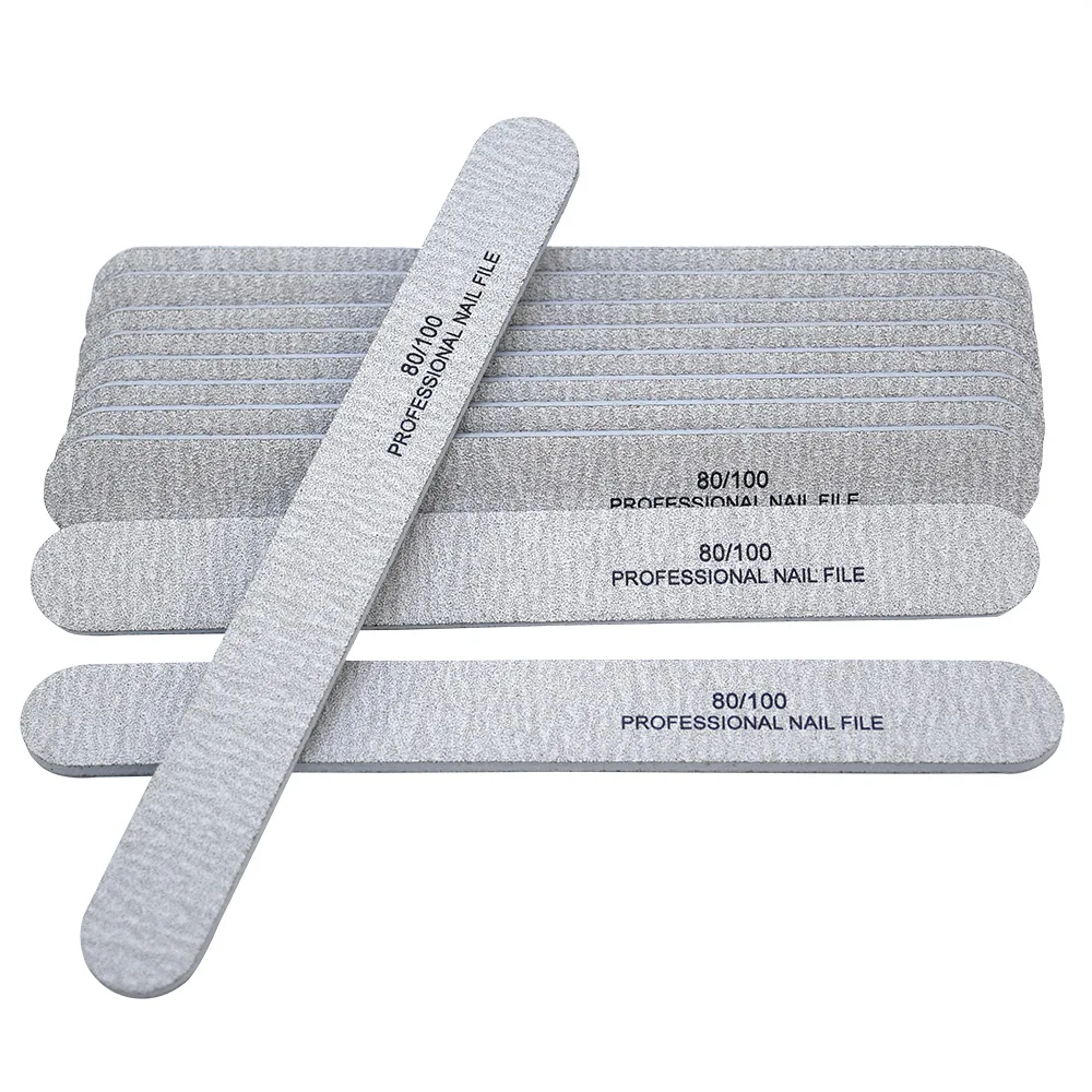 USA Free Shipping 50Pcs/Bag Double Sides Nail Zebra File 80 100 Regular Manicure Nail File Set
