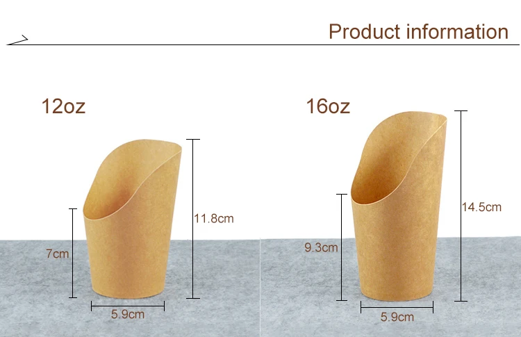 Paper food packaging box customized disposable french fries cups french fries paper chip box