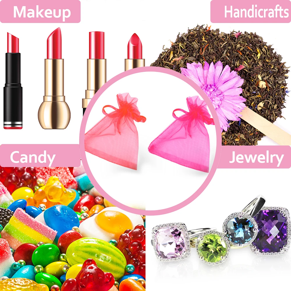 Organza Bags  Customized Logo 3x4-12x16inches Sheer Organza Gift Bags with Drawstring,  Jewelry bags