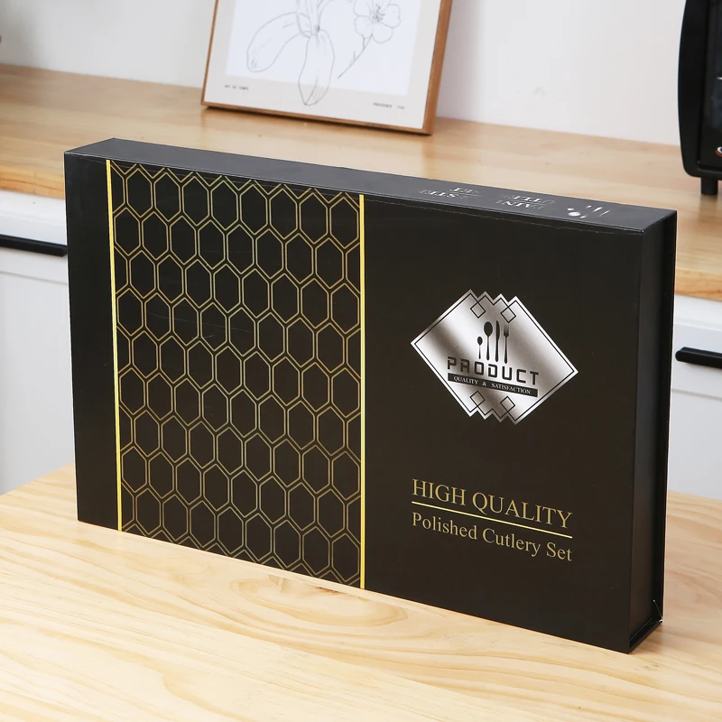 Custom Metal Gold Flatware Stainless Steel Reusable Cutlery 24pcs Set With Box