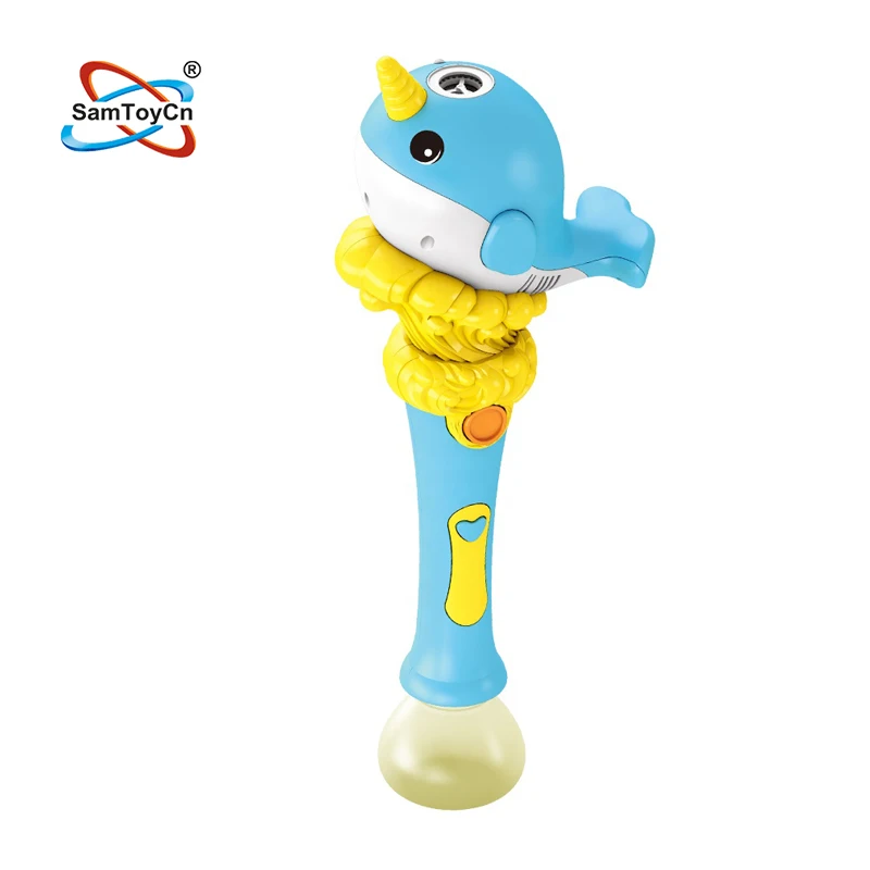 Cartoon Narwhal Summer Outdoor Toys Automatic Electric Soap Bubble Maker Solution Bubble Wands Bubble Stick for Kids