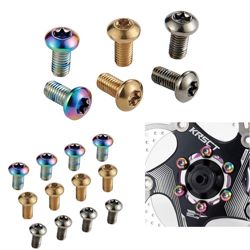 KRSEC 12PCS M5*10mm MTB Bike Disk Brake Rotor Bolts/Boxed T25 Torx Head Mountain Bicycle Brake Rotor Screws Cycling Parts