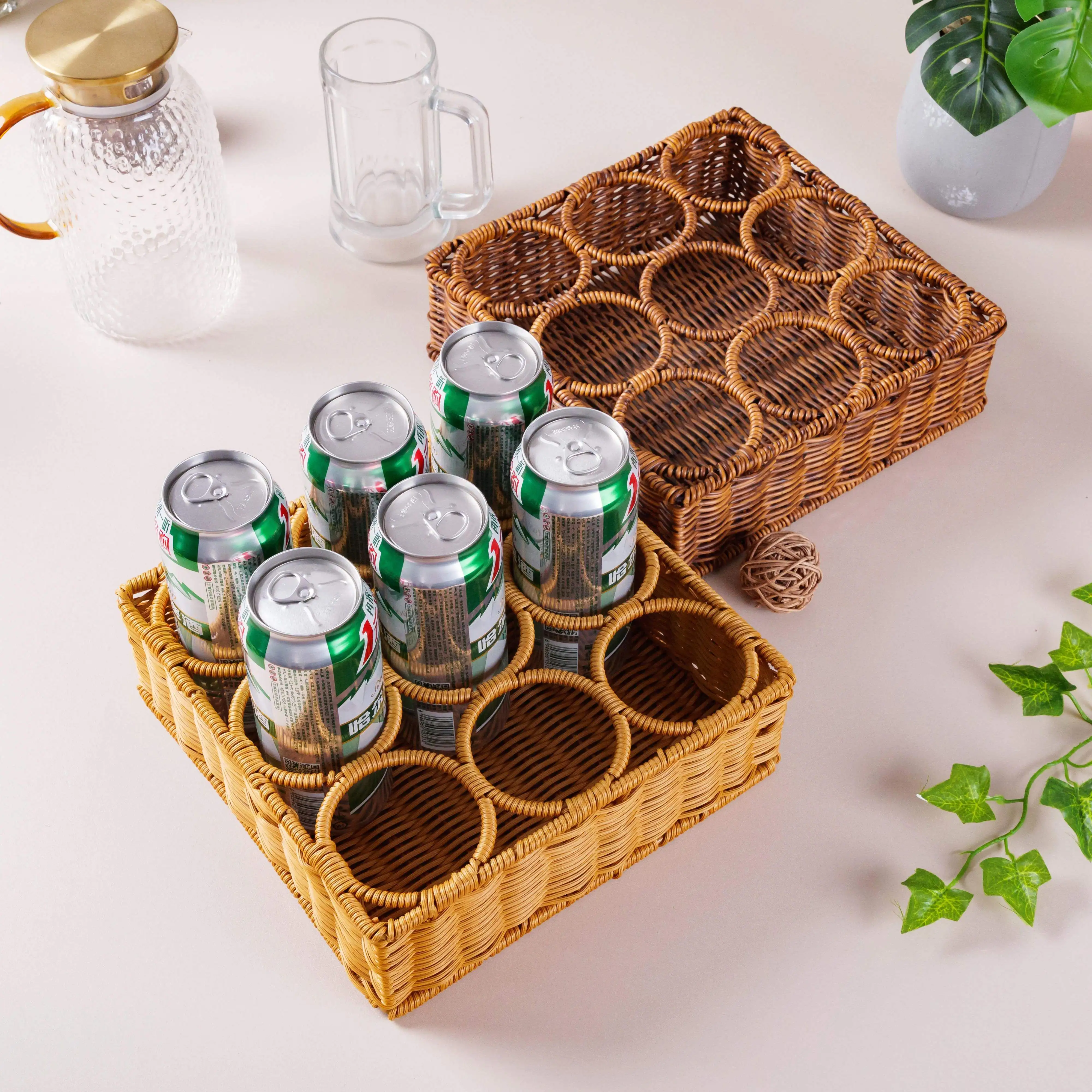 Корзина для хранения пива из ротанга
