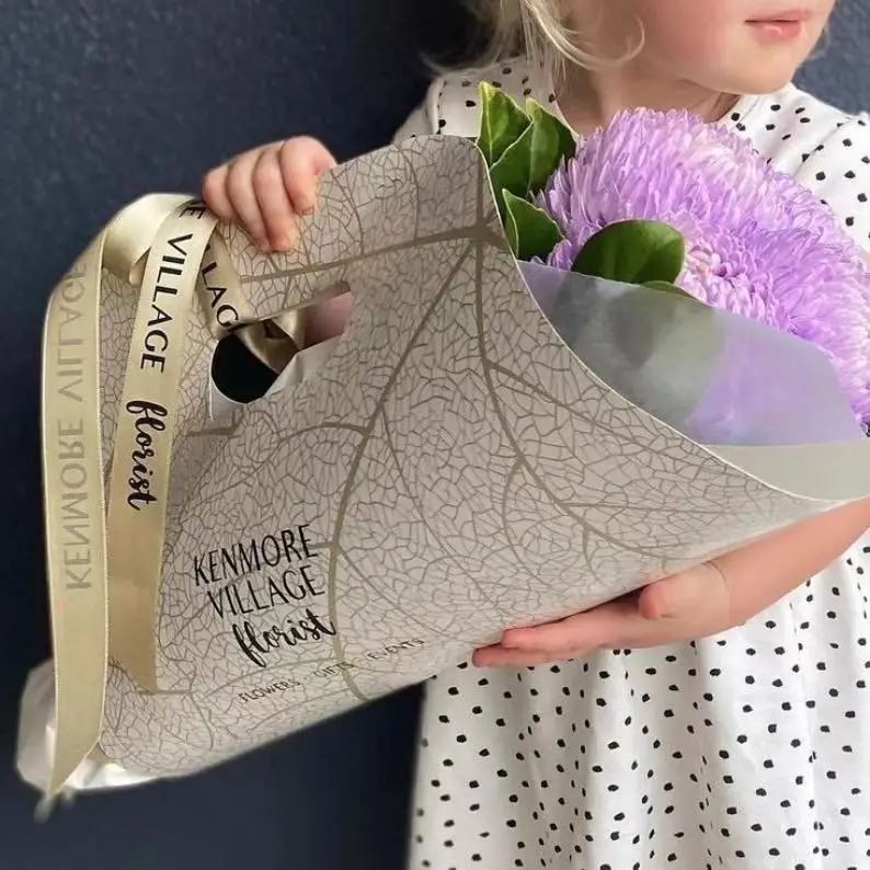 
Nice brown kraft icecream disposable full printing flower packaging paper sleeves for cut 