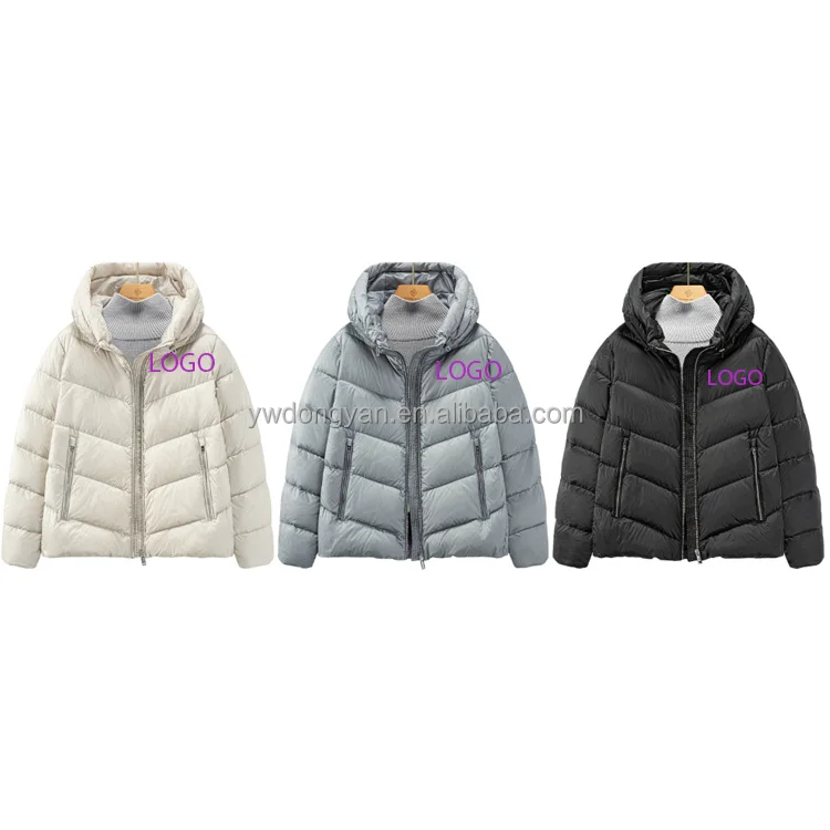 OEM/ODM Winter Goose down Clothing for Women Thick Warm with Detachable Zipper Hat Reversible Breathable Washed Techniques