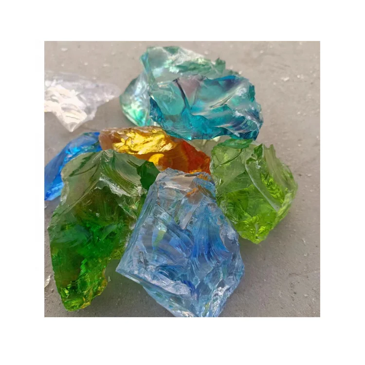 wholesale colored large landscaping slag glass  slag glass rock prices