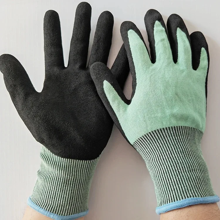 18 gauge Anti Cut Level-5 Sandy Nitrile coated gloves