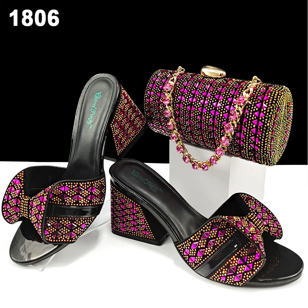 High Quality Shoes And Bag Set With Stones Women Party Evening Shoes And Bag