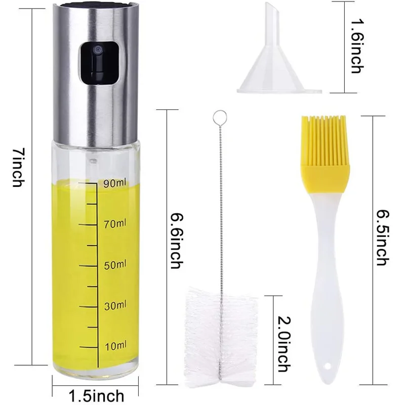 Oil Sprayer Set with Brush/Funnel Spray Bottle Pump Alcohol Sauce Vinegar Olive for Cooking Salad BBQ Kitchen