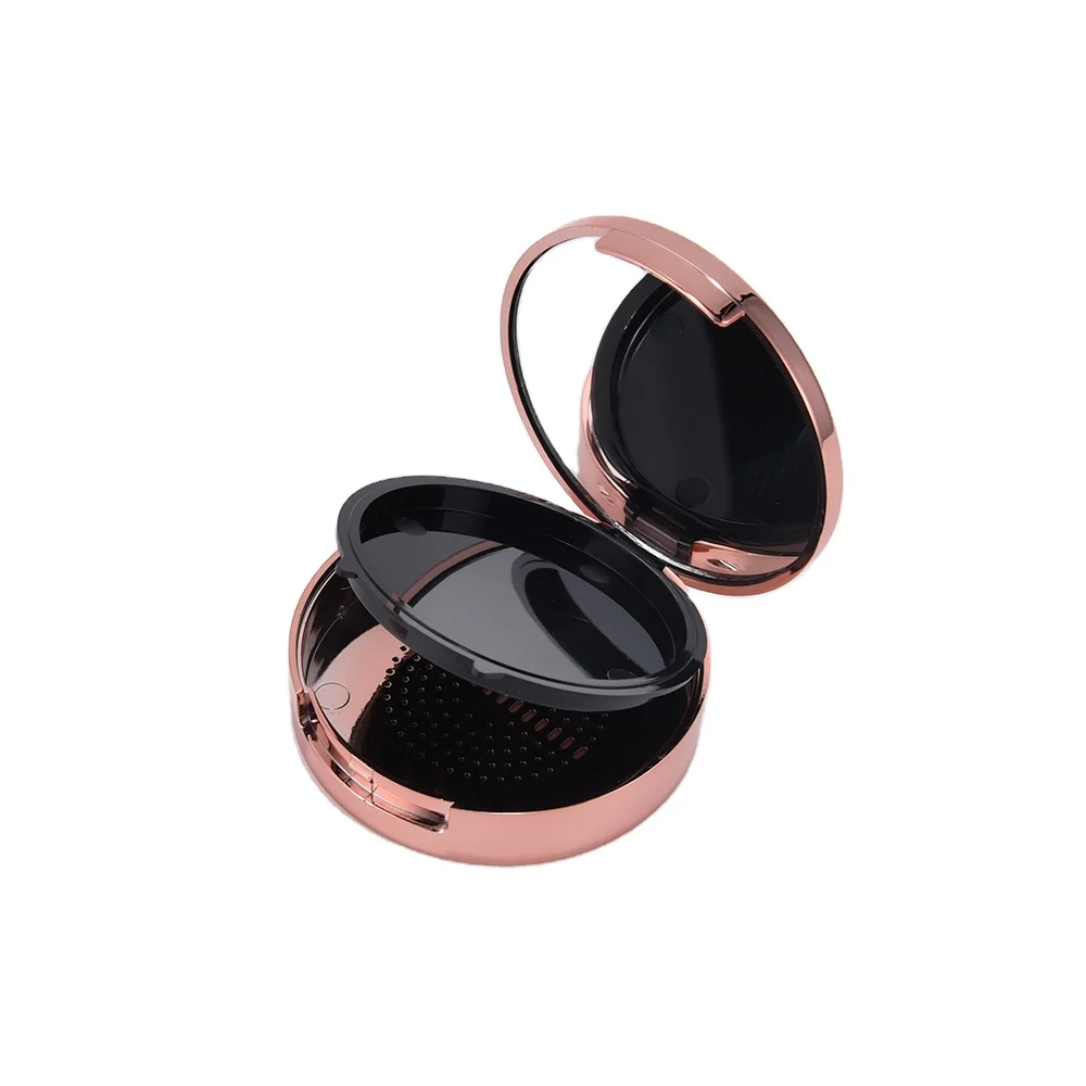 wholesale oem custom dia.59mm makeup powder container with mirror bronze gold empty round shape compact powder case