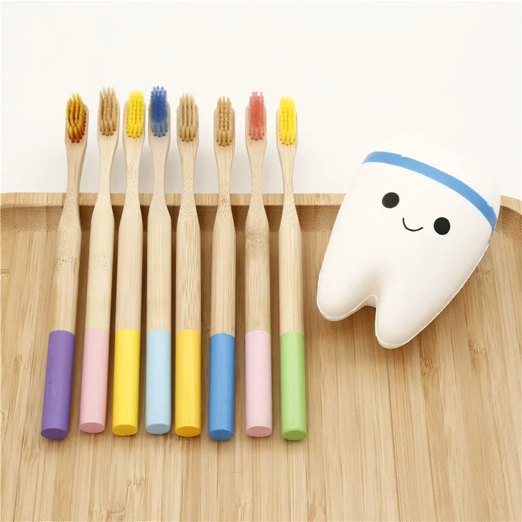  OEM натуральная деревянная бамбуковая зубная щетка с щетинками из древесного волокна