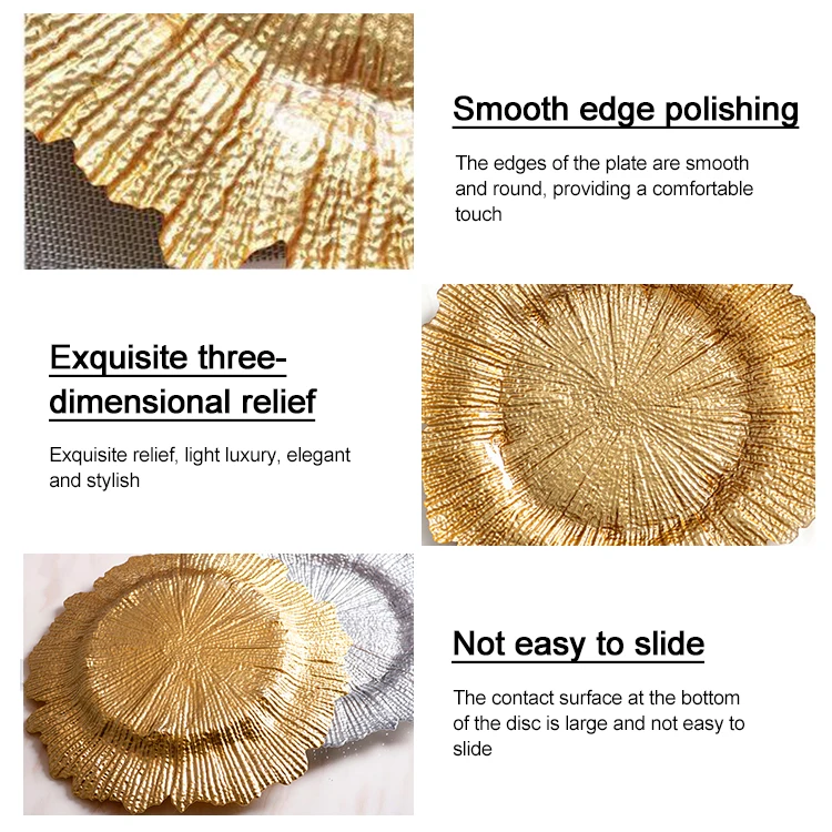 Classic Dinnerware Bulk 13 Inch Plastic Charger Plates Table Reef Gold Chargers Plates Wedding