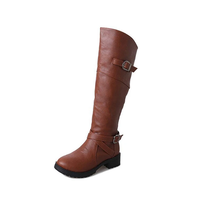 Ladies and girls genuine leather casual knee high shoes women boots fashionable