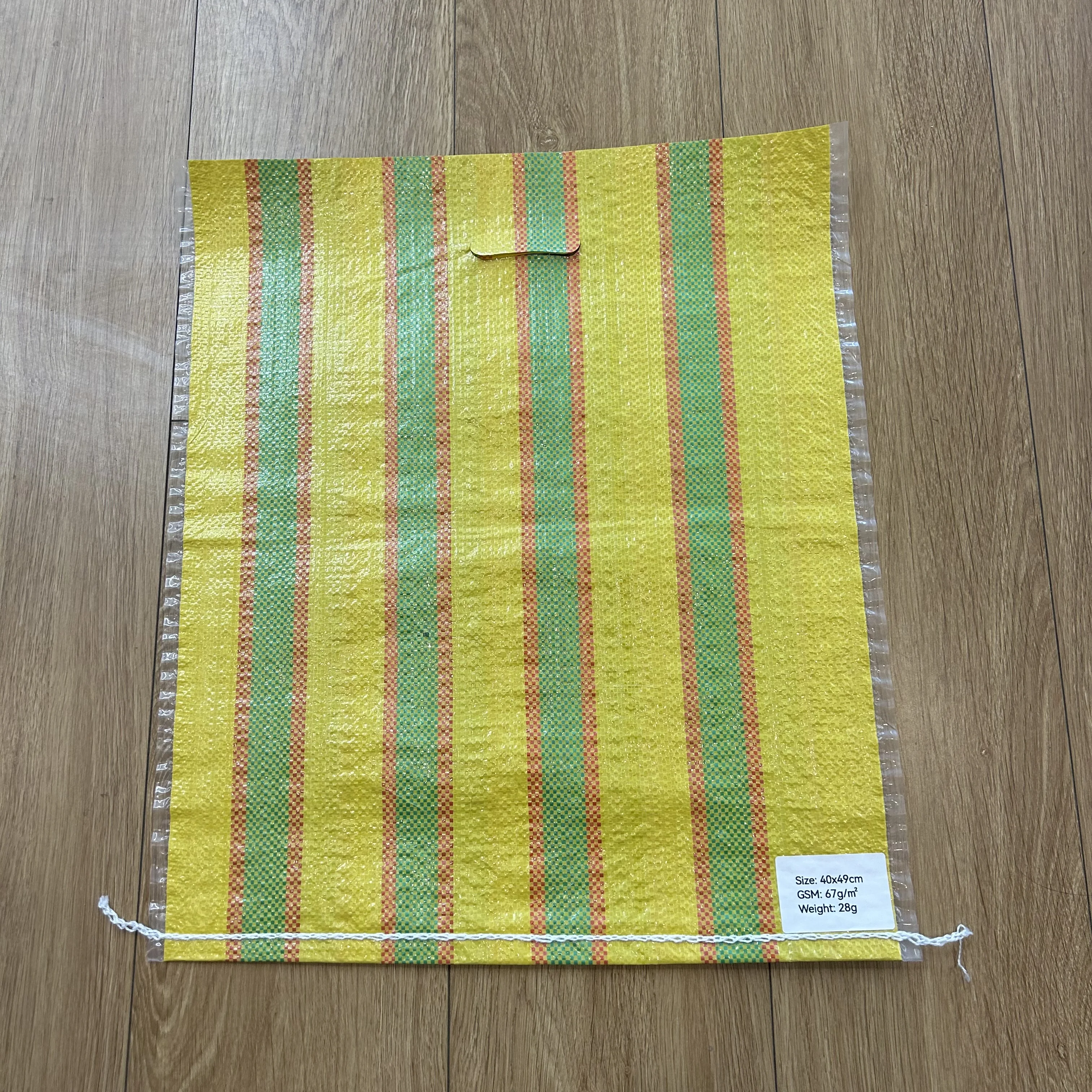Ghana Multi-color Stripes Laminated PP Woven Shopping Bag Polypropylene Market Sacks With D-cut Handle For Grocery Packaging