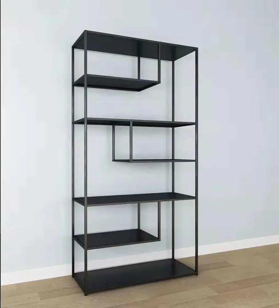 
factory modern black large bookcases wrought iron bookshelf on sale 