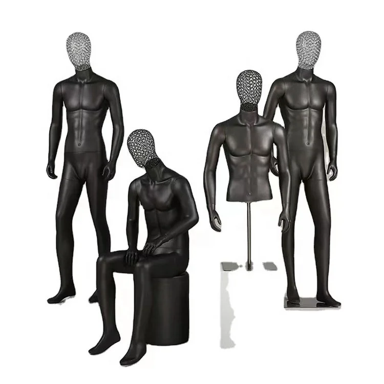 Ruilang Factory Hot Sale Clothing Display Plastic Black Male Mannequin