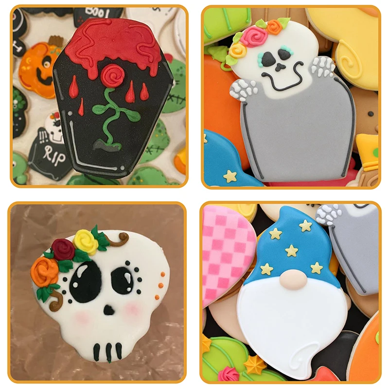 Halloween Zombie Tombstone Biscuit Fondant Dough Cutter Mold And Cookie Cutter Template Set For Royal Icing