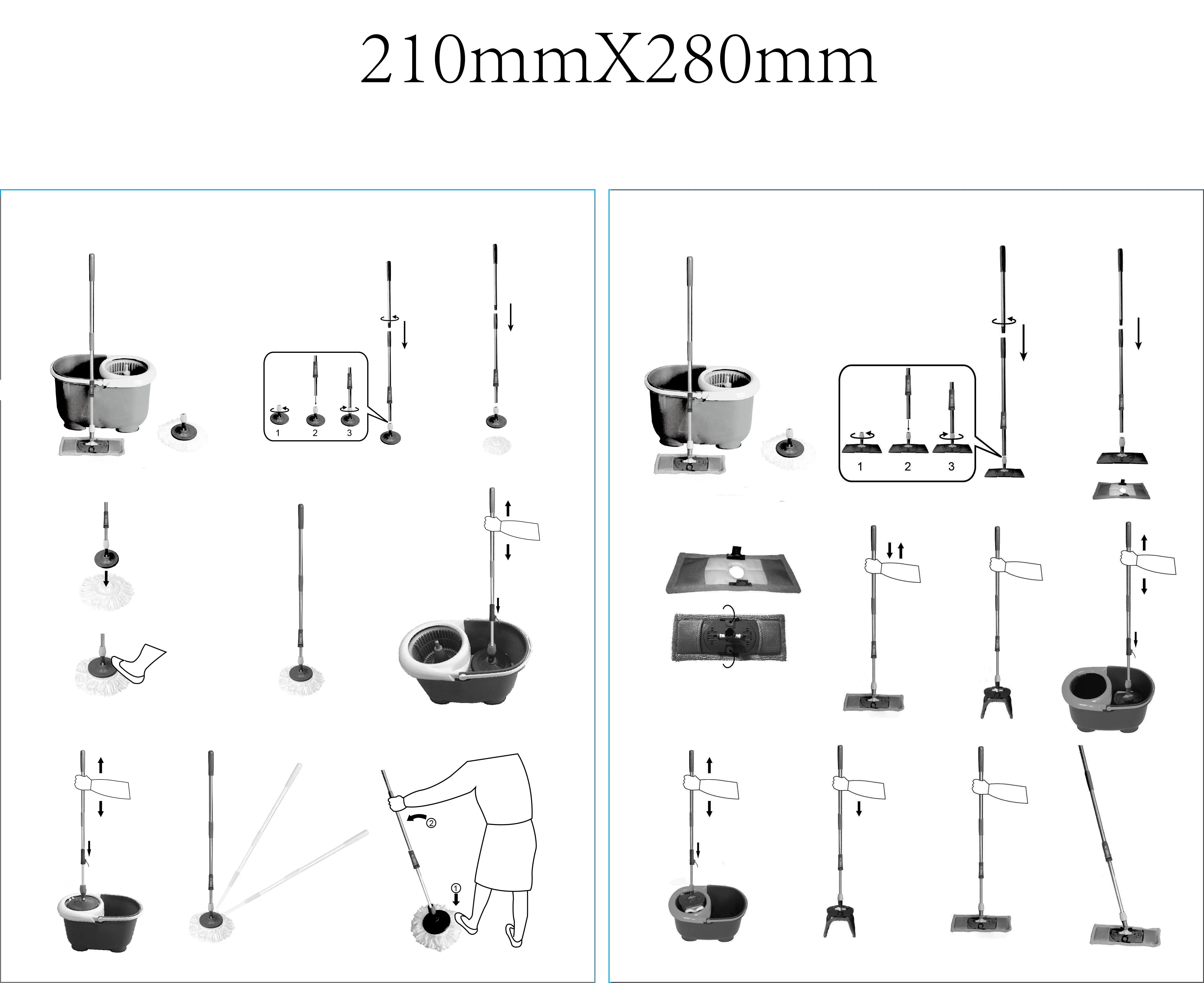 Hot Sale 360 Degree flat and round Spin Mop ( 1 bucket with 2 mops)