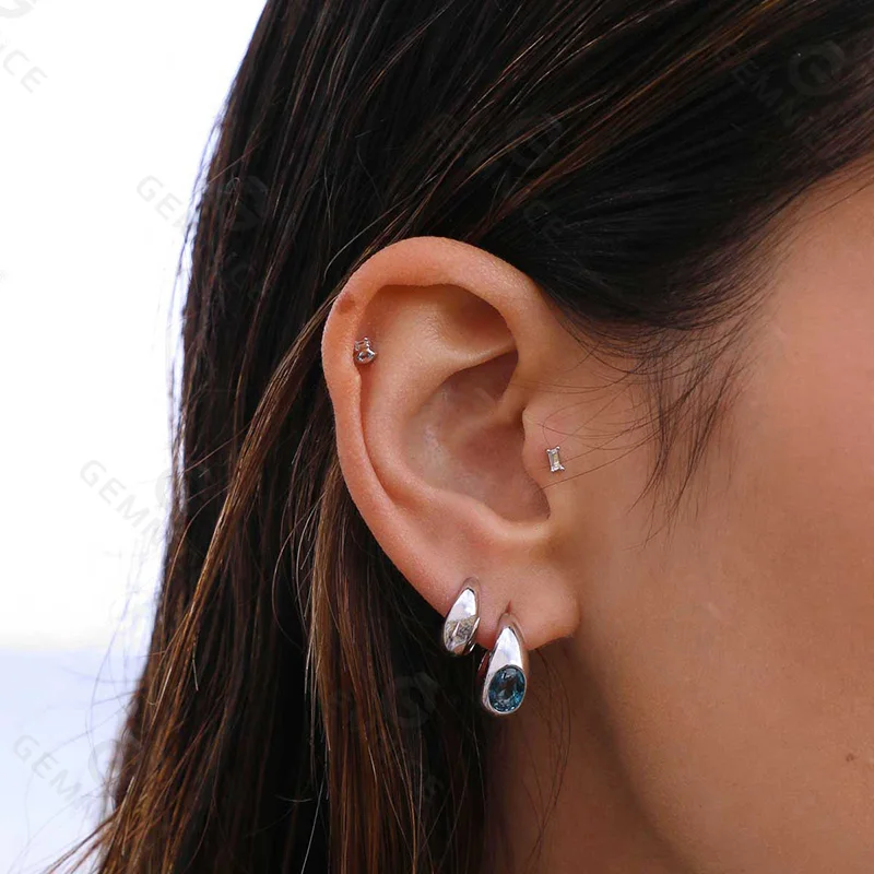 18K Gold Plated Vermeil Chunky Thick Hoop Earrings Dome huggies