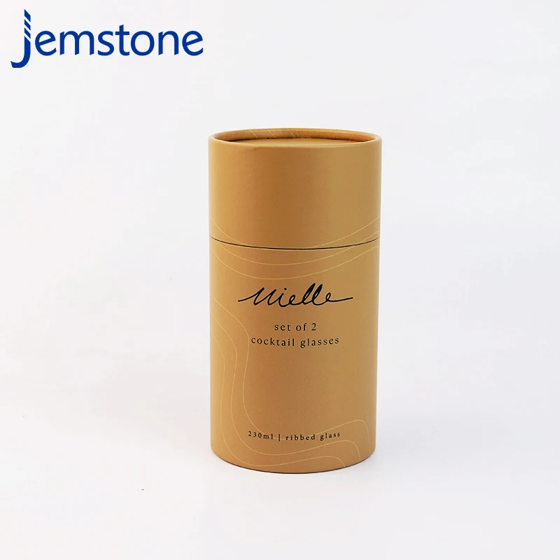Customized Wine Gift Brown Kraft Paper Tubes Custom Wine Glass Cardboard Packaging Cocktail Paper Tube Box