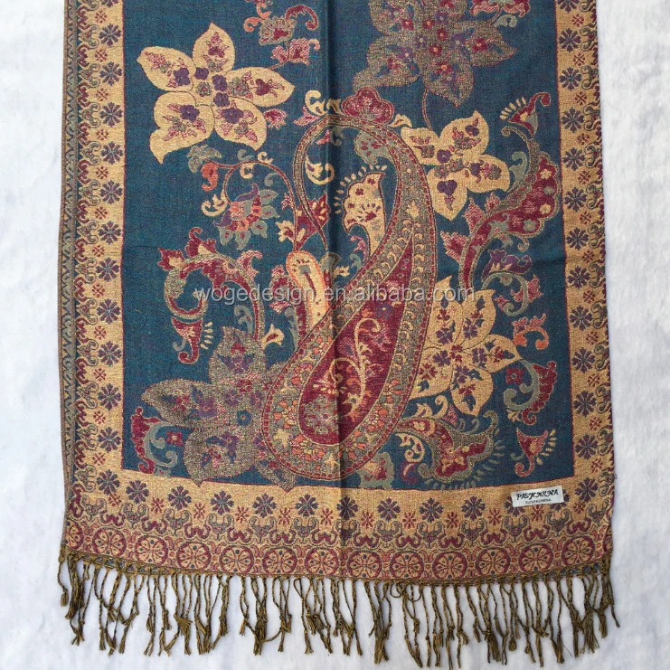 Fashion traditional Russian style women rayon turban wrap shawl hijab jacquard paisley floral lurex manufacturers pashmina scarf