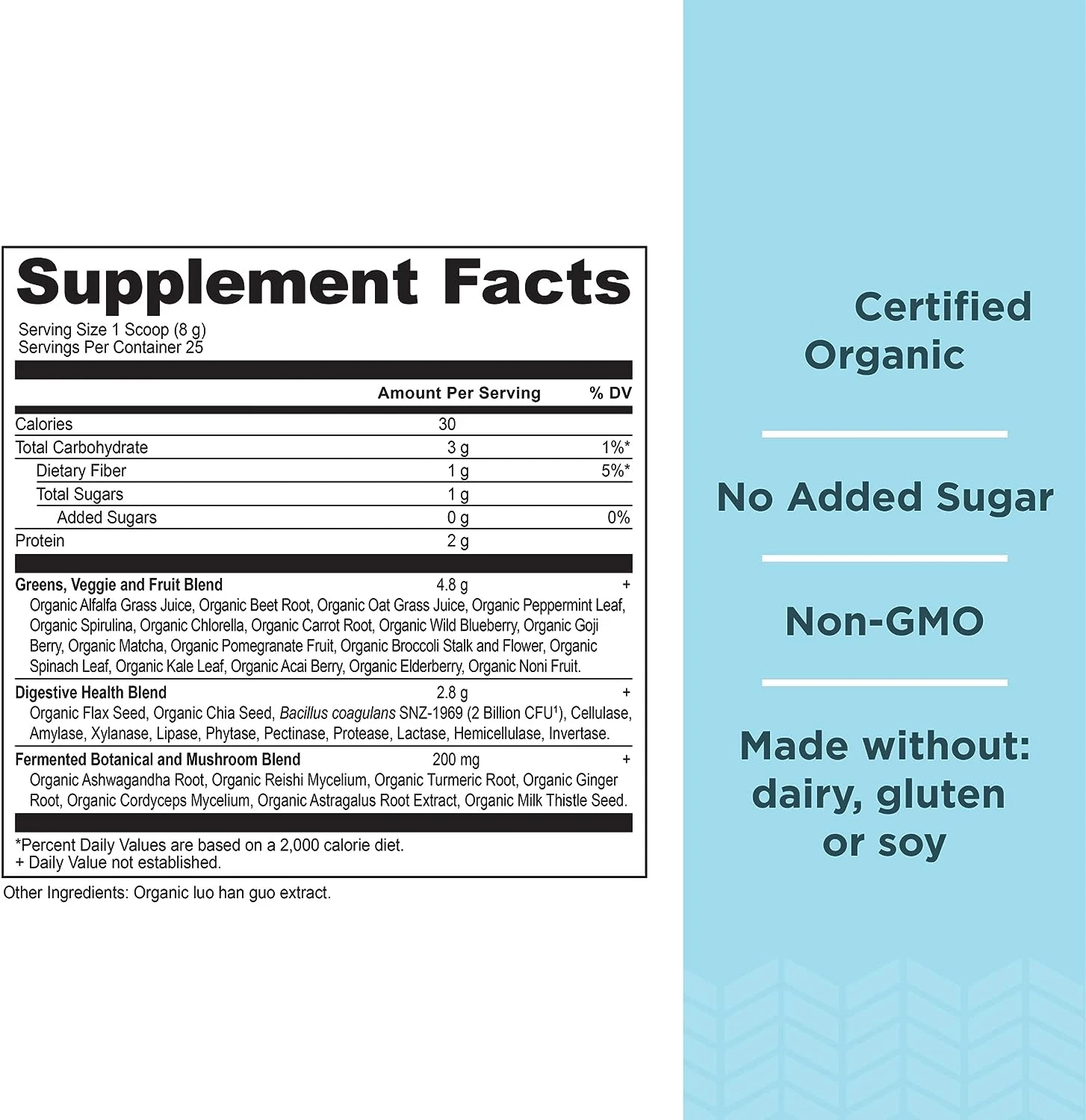 OEM Super Green Powder Spirulina Mix Powder Organic Superfood with Probiotic Chlorella Matcha Enzymes for indigestion person
