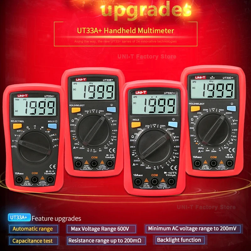 UNI-T UT33A+ UT33B+ UT33C+ UT33D+ Plus Pocket Multimeter Digital Ammeter Voltmeter Professional Resistance Measure Multi Meter