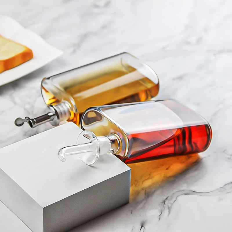 56H Stainless Steel Oil Bottle Borosilicate Glass Container Kitchen Seasoning Container Sauce Vinegar Bottle Oil Dispenser