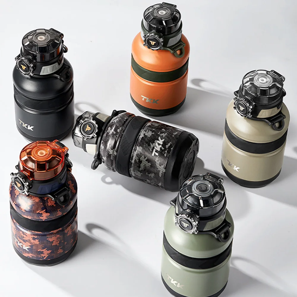 Large capacity 316 stainless steel water bottle Insulated Thermos With Straw Double Walled Vacuum Outdoor