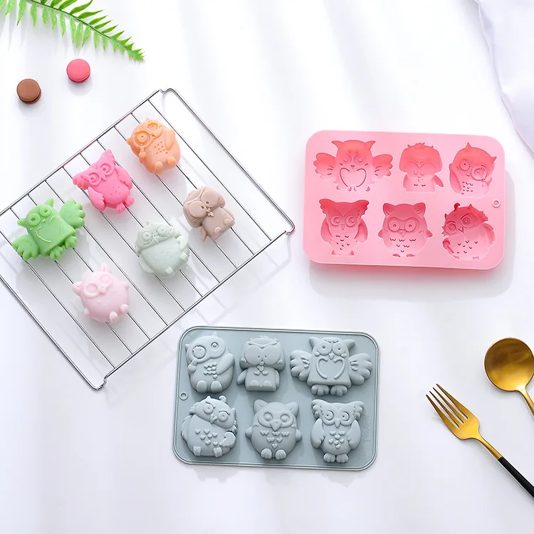 6 Cavities Owl Shape Silicone Cake Mold Kids Cartoon Animal Charater Candy  Mould Silicone Ice Chocolate Mold