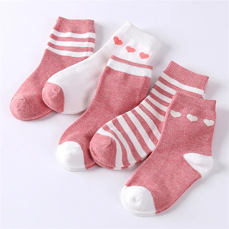 Wholesale Cheap Price  5 Pairs One Set Girl Socks Cotton Baby Sock In Stock Items Spring Baby Socks